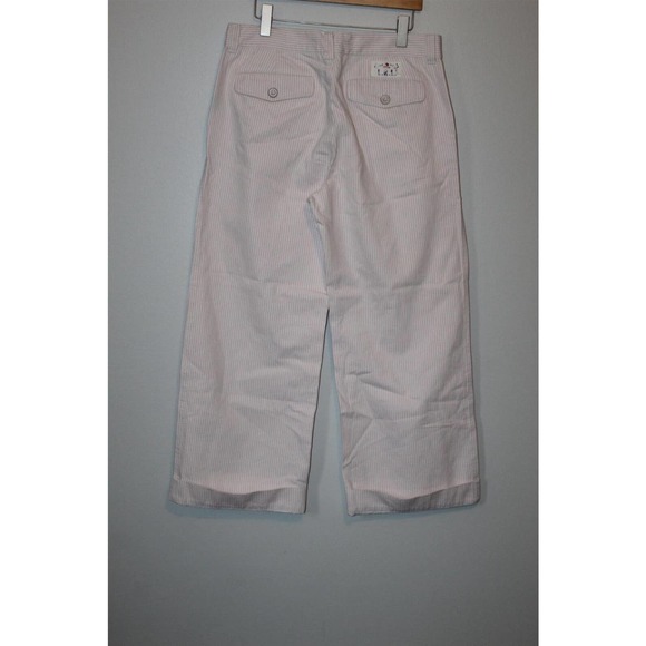 NWT Lauren Jeans Co Striped Wide Leg Trouser Denim Jean Pink Plus Size 14 H14626 - Picture 10 of 12